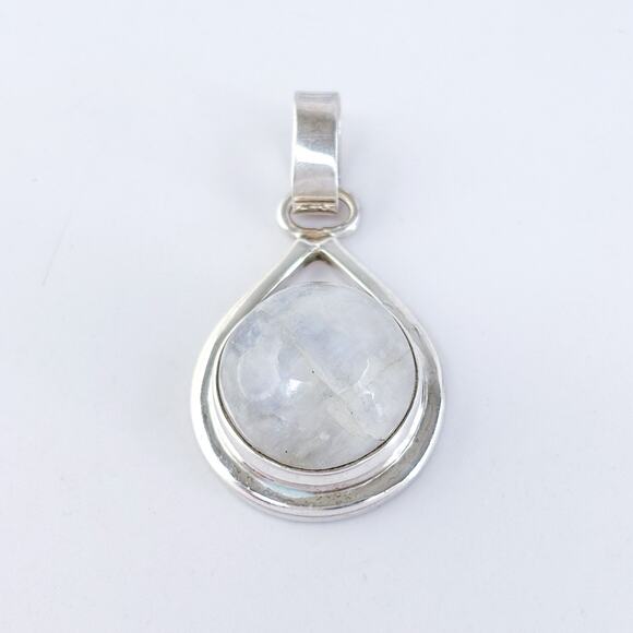 Vintage Sterling Silver 925 Rainbow Moonstone Teardrop Pendant - Picture 4 of 9